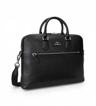 Polo Ralph Lauren Borsa da viaggio in pelle martellata nera