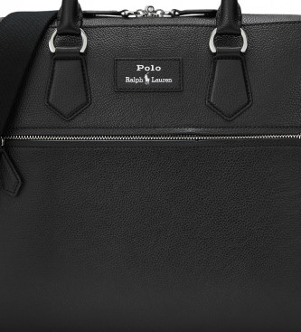 Polo Ralph Lauren Borsa da viaggio in pelle martellata nera