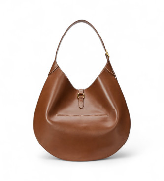 Polo Ralph Lauren Bolsa de ombro Polo ID grande em couro castanho