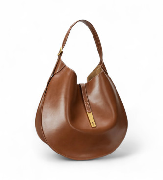 Polo Ralph Lauren Bolsa de ombro Polo ID grande em couro castanho