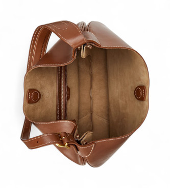 Polo Ralph Lauren Bolsa de ombro Polo ID grande em couro castanho