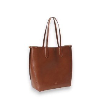 Polo Ralph Lauren Brown elongated Bellport leather tote bag