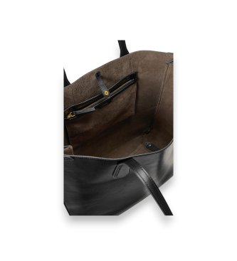 Polo Ralph Lauren Black elongated Bellport leather tote bag