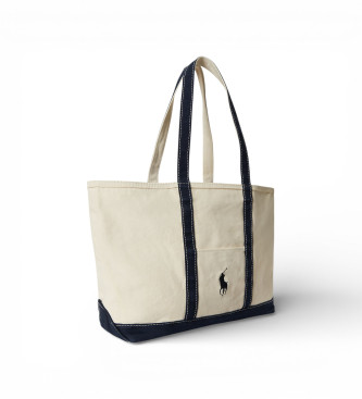 Polo Ralph Lauren Borsa tote in tela Big Pony color bianco sporco