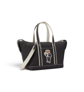Polo Ralph Lauren Bolsa tote shopper pequena com Polo Bear preta