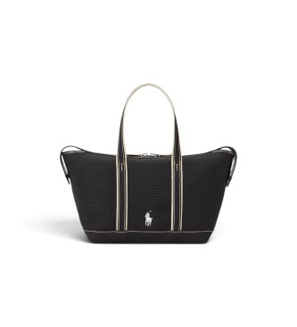Polo Ralph Lauren Bolsa tote shopper pequena com Polo Bear preta