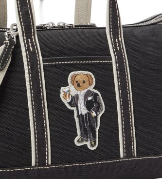 Polo Ralph Lauren Bolsa tote shopper pequena com Polo Bear preta
