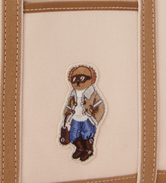 Polo Ralph Lauren Lille tote shopper-taske med Polo Bear i beige