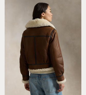 Polo Ralph Lauren Bombardeiro de couro Aviador castanho