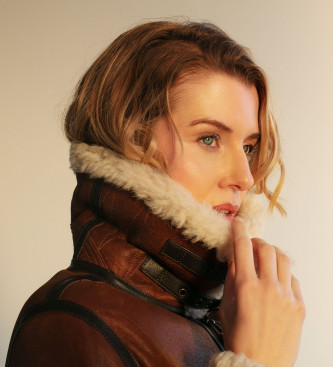 Polo Ralph Lauren Rjava usnjena bombera Aviator