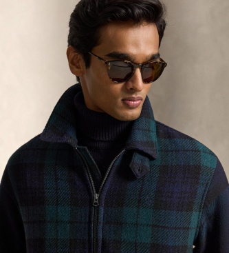 Polo Ralph Lauren Langdon-Jacke aus Tweed mit grünem Karomuster