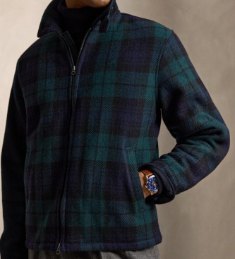 Polo Ralph Lauren Langdon-Jacke aus Tweed mit grünem Karomuster