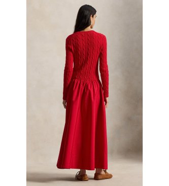 Polo Ralph Lauren Vestido de algodão com corpete de oitos vermelhos