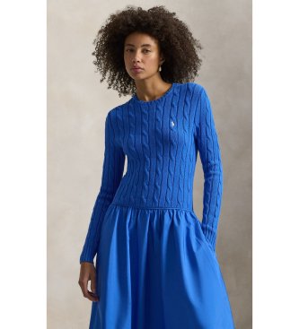 Polo Ralph Lauren Vestido de algodão com corpete de oitos azuis