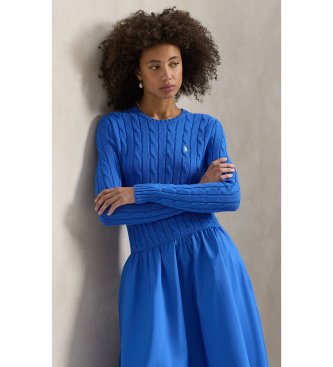 Polo Ralph Lauren Vestido de algodão com corpete de oitos azuis