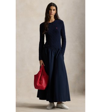 Polo Ralph Lauren Baumwollkleid mit marineblauem Achter-Mieder