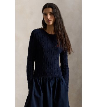 Polo Ralph Lauren Baumwollkleid mit marineblauem Achter-Mieder