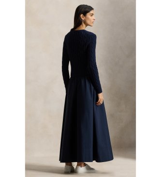 Polo Ralph Lauren Baumwollkleid mit marineblauem Achter-Mieder