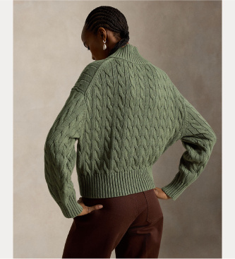 Polo Ralph Lauren Cable knit cotton sweater in green