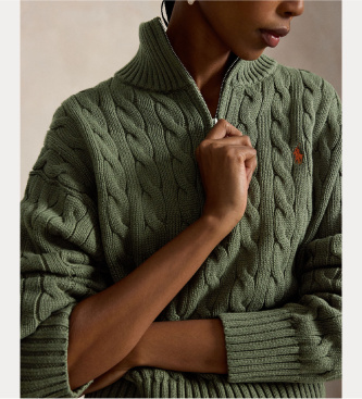 Polo Ralph Lauren Cable knit cotton sweater in green
