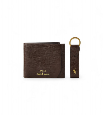 Polo Ralph Lauren Bote cadeau marron avec portefeuille et porte-cls