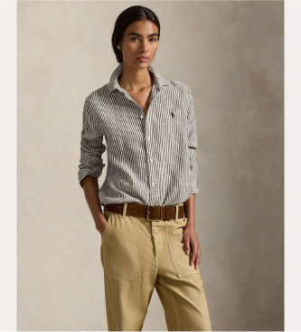 Polo Ralph Lauren Braunes Leinenhemd in klassischer Passform