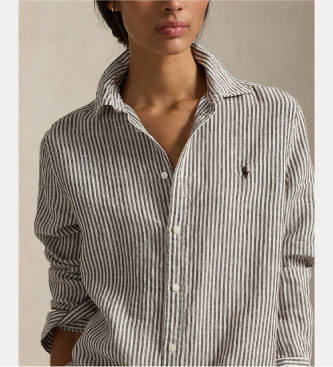 Polo Ralph Lauren Braunes Leinenhemd in klassischer Passform