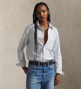 Polo Ralph Lauren Camisa Classic Fit Striped Oxford blanco, azul
