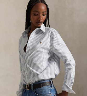 Polo Ralph Lauren Camisa Classic Fit Striped Oxford blanco, azul