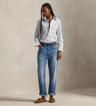 Polo Ralph Lauren Camisa Classic Fit Striped Oxford blanco, azul