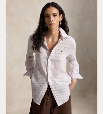 Polo Ralph Lauren Klasična lanena srajca bela