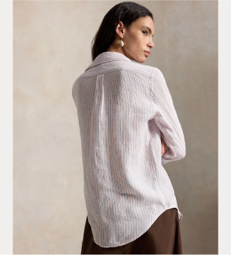 Polo Ralph Lauren Klasična lanena srajca bela