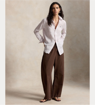 Polo Ralph Lauren Klasična lanena srajca bela