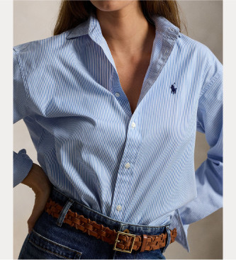 Polo Ralph Lauren Blau gestreiftes Baumwollhemd