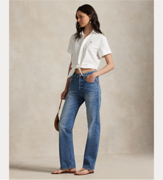 Polo Ralph Lauren Camisa de algodão Cotton Oxford com laço branco