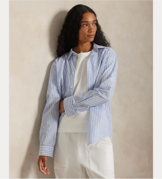 Polo Ralph Lauren Srajca iz bombaža in lanu Classic Fit modra