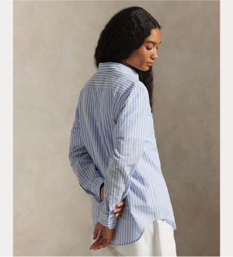 Polo Ralph Lauren Srajca iz bombaža in lanu Classic Fit modra