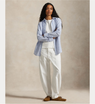 Polo Ralph Lauren Srajca iz bombaža in lanu Classic Fit modra