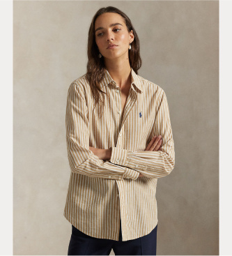 Polo Ralph Lauren Srajca iz bombaža in lanu Classic Fit rjava