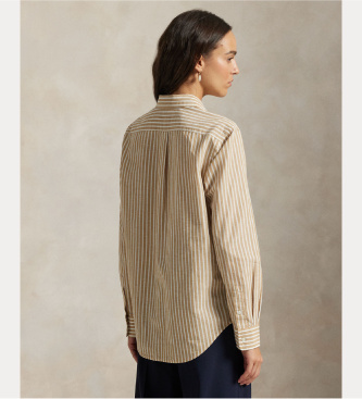 Polo Ralph Lauren Srajca iz bombaža in lanu Classic Fit rjava