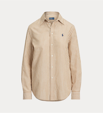 Polo Ralph Lauren Srajca iz bombaža in lanu Classic Fit rjava