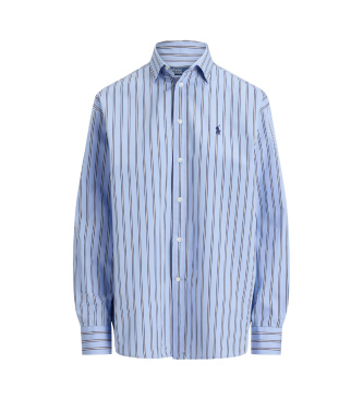 Polo Ralph Lauren Camisa de algodão às riscas de corte descontraído azul