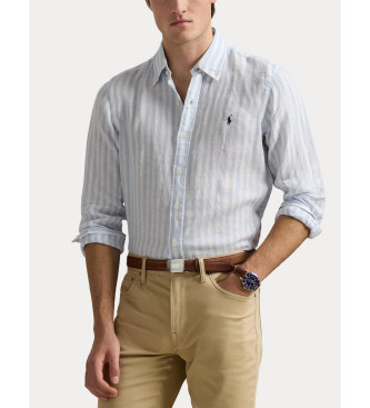 Polo Ralph Lauren Lanena srajca z belimi in modrimi črtami