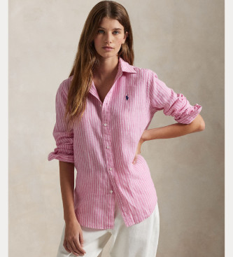 Polo Ralph Lauren Stribet hrskjorte i klassisk pasform, pink