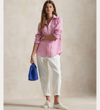 Polo Ralph Lauren Stribet hrskjorte i klassisk pasform, pink