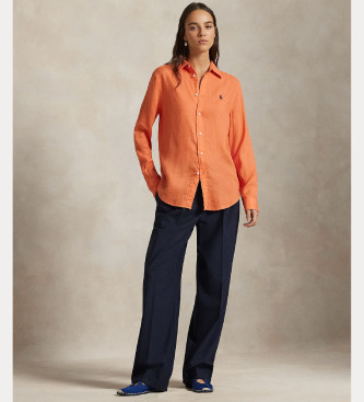 Polo Ralph Lauren Camicia in lino arancione dalla vestibilit classica