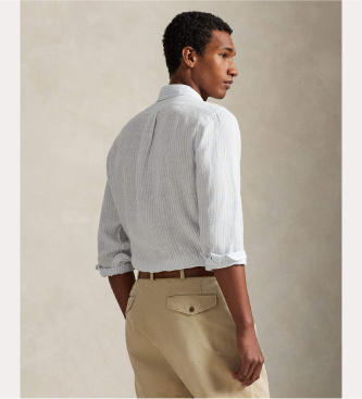 Polo Ralph Lauren Camicia di lino a righe Custom Fit blu