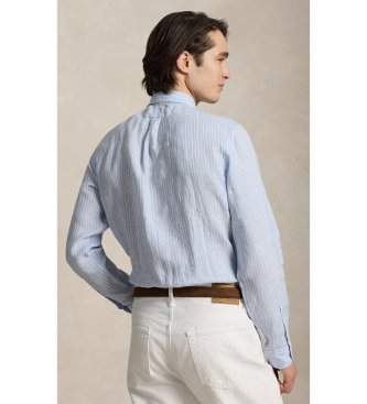 Polo Ralph Lauren Camisa de lino con rayas Custom Fit azul