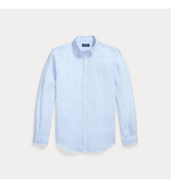 Polo Ralph Lauren Camisa de lino con rayas Custom Fit azul
