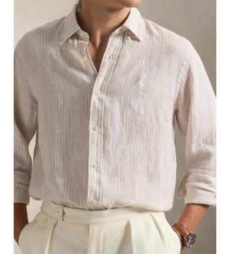 Polo Ralph Lauren Camicia in lino a righe beige su misura